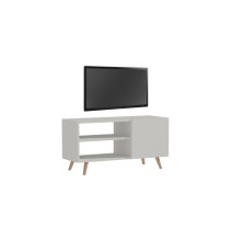 Mueble de TV con 3 Estantes y 1 Puerta de Melamina Color Blanco 90x32x46 cm - Compacto y Elegante para Salón.