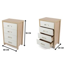 Sinfonier Dormitorio 4 Cajones Cambria Blanco 90cm - ¡Orden Perfecto!